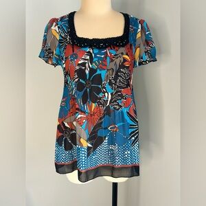 Vintage Salvatore Ferragamo tropical Multicolor Floral Blouse